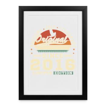 2016 Vintage Retro Geburtstagsgeschenk - Gerahmtes Poster (27 × 37 cm) - Schwarz - Vorne