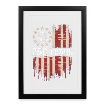 250 Years 1776-2026 Vintage Flag - Framed poster (27 × 37 cm) - black - Front