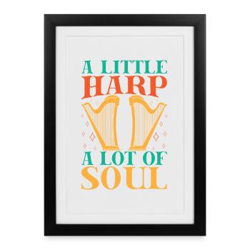 Harmoniciste drôle Petite harpe Beaucoup d’âme - Affiche encadrée (27 × 37 cm) - noir - Devant