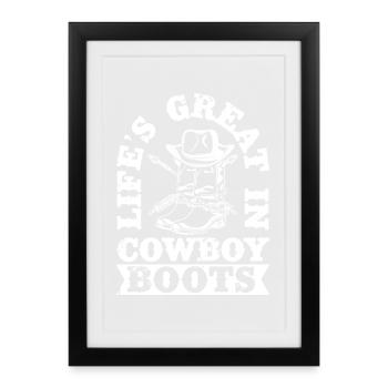 Rodeo Horse Riding Great Cowboy Boots Cowboy - Framed poster (27 × 37 cm) - black - Front