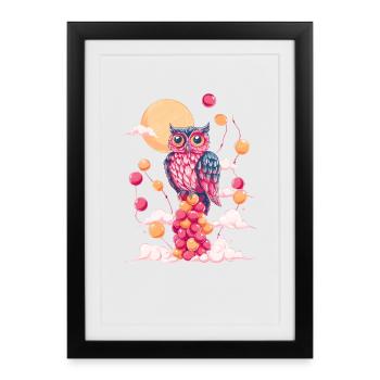 Colored Owl Balloons Fantasy - Framed poster (27 × 37 cm) - black - Front