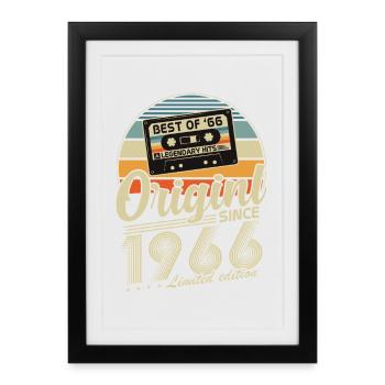 Original 1966 Vintage Vintage Anniversaire Rétro - Affiche encadrée (27 × 37 cm) - noir - Devant