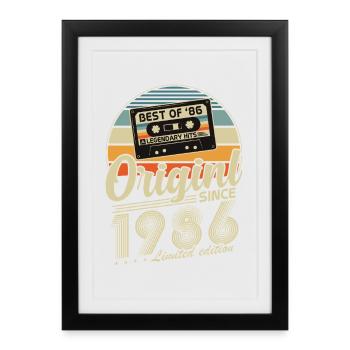 Original 1986 Vintage Vintage Anniversaire Rétro - Affiche encadrée (27 × 37 cm) - noir - Devant