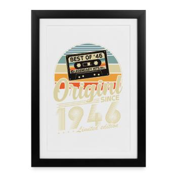 Original 1946 Vintage Anniversaire Rétro - Affiche encadrée (27 × 37 cm) - noir - Devant