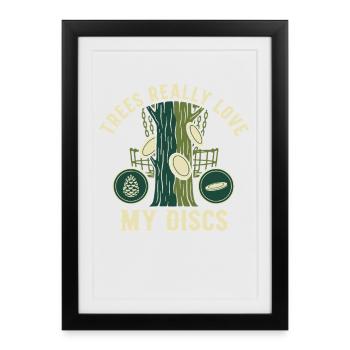 Les arbres adorent vraiment mes disques Disc golf drôle - Affiche encadrée (27 × 37 cm) - noir - Devant