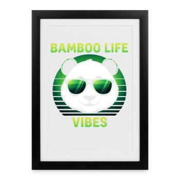 Cool Vibes de vie de panda bambou - Affiche encadrée (27 × 37 cm) - noir - Devant