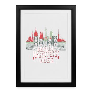 Berlin Hardtekk Vibes Tekke Allemagne de l’Est - Affiche encadrée (27 × 37 cm) - noir - Devant