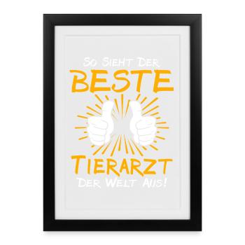 Idée cadeau vétérinaire - Affiche encadrée (27 × 37 cm) - noir - Devant