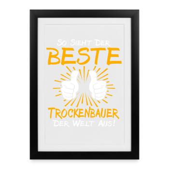 Idée cadeau pour constructeur de plaques de plâtre - Affiche encadrée (27 × 37 cm) - noir - Devant