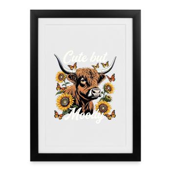 Cute But Moody Scottish Cow - Framed poster (27 × 37 cm) - black - Front