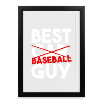 Meilleur gars du baseball Typographie sportive drôle Art - Affiche encadrée (27 × 37 cm) - noir - Devant