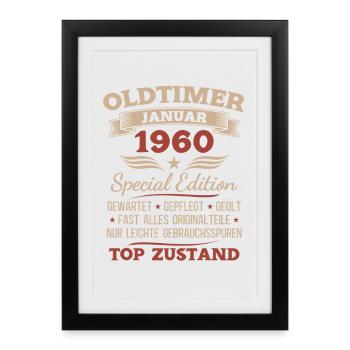 66th Birthday Gift Vintage Car January 1960 - Framed poster (27 × 37 cm) - black - Front