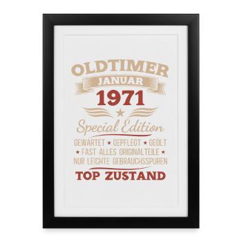 55th Birthday Gift Classic Car January 1971 - Framed poster (27 × 37 cm) - black - Front