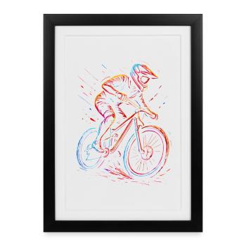 VTT Descente Freeride - Affiche encadrée (27 × 37 cm) - noir - Devant