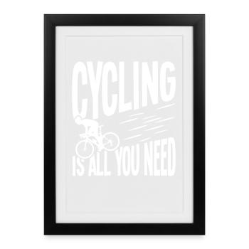 Cycling is all you need - Framed poster (27 × 37 cm) - black - Front