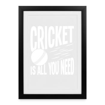 Cricket is all you need - Framed poster (27 × 37 cm) - black - Front