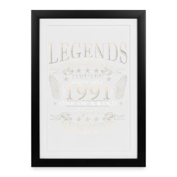35e anniversaire Millésime de janvier 1991 - Affiche encadrée (27 × 37 cm) - noir - Devant