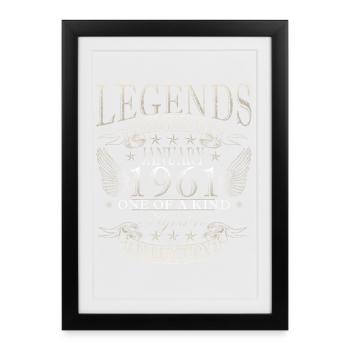 65th Birthday Vintage January Vintage 1961 - Framed poster (27 × 37 cm) - black - Front