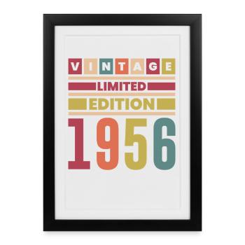 Anniversaire 1956 Vintage Limited Edition Rétro  - Affiche encadrée (27 × 37 cm) - noir - Devant
