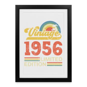 Cadeau d'anniversaire Vintage 1956 Anniversaire - Affiche encadrée (27 × 37 cm) - noir - Devant