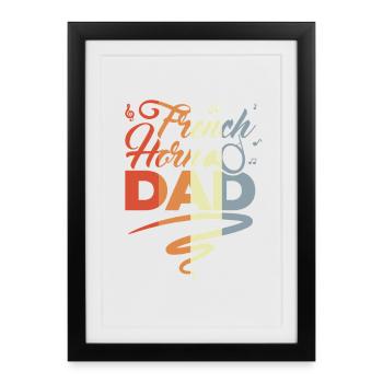 Funny French Horn Father - Framed poster (27 × 37 cm) - black - Front
