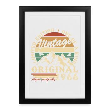 1966 Vintage Rétro Cadeau D'anniversaire - Affiche encadrée (27 × 37 cm) - noir - Devant