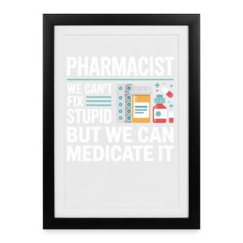 Humour pharmaceutique Médicamentez-le - Affiche encadrée (27 × 37 cm) - noir - Devant