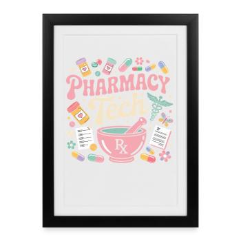 Illustration de pharmacie PharmaTech - Affiche encadrée (27 × 37 cm) - noir - Devant