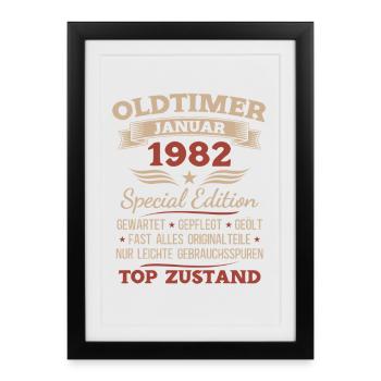44th Birthday Gift Classic Car January 1982 - Framed poster (27 × 37 cm) - black - Front