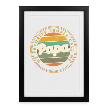Badge rétro de papa : Personne préférée - Affiche encadrée (27 × 37 cm) - noir - Devant
