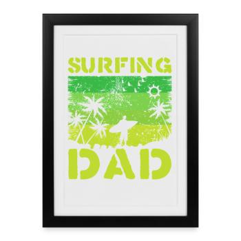 Surfing Dad Retro Green - Framed poster (27 × 37 cm) - black - Front