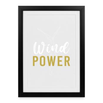 Windrad Windenergie Windkraft - Gerahmtes Poster (27 × 37 cm) - Schwarz - Vorne