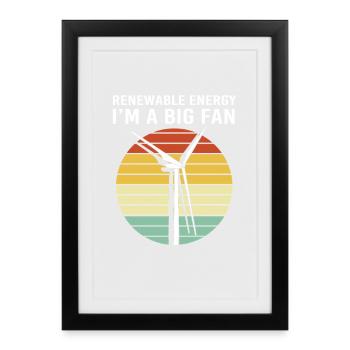 Windkraft Windrad Windenergie - Gerahmtes Poster (27 × 37 cm) - Schwarz - Vorne