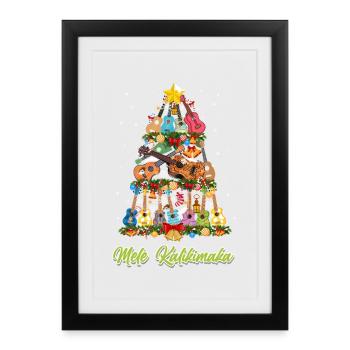Hawaiian Ukulele Uke Christmas - Framed poster (27 × 37 cm) - black - Front