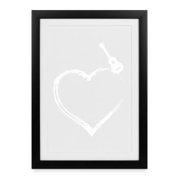 Hawaiian Ukulele Uke Heart - Framed poster (27 × 37 cm) - black - Front