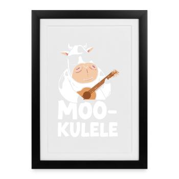 Hawaiian Ukulele Uke Cow Pun - Gerahmtes Poster (27 × 37 cm) - Schwarz - Vorne