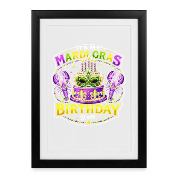 Masque d’anniversaire du Mardi Gras - Affiche encadrée (27 × 37 cm) - noir - Devant