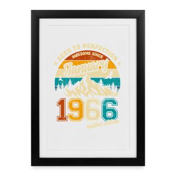 Édition limitée cadeau d’anniversaire de janvier 1966 - Affiche encadrée (27 × 37 cm) - noir - Devant
