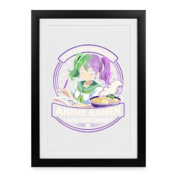 Just a Girl: Anime Ramen Sketching - Framed poster (27 × 37 cm) - black - Front