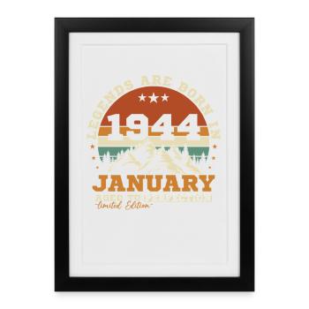 Janvier 1944 Vintage Rétro Cadeau D'anniversaire - Affiche encadrée (27 × 37 cm) - noir - Devant