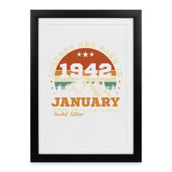 Janvier 1942 Vintage Rétro Cadeau D'anniversaire - Affiche encadrée (27 × 37 cm) - noir - Devant