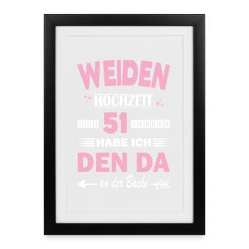 51 ans de relation Anniversaire de mariage - Affiche encadrée (27 × 37 cm) - noir - Devant