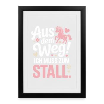 Riding out of the way to the stable horse girl horses - Framed poster (27 × 37 cm) - black - Front