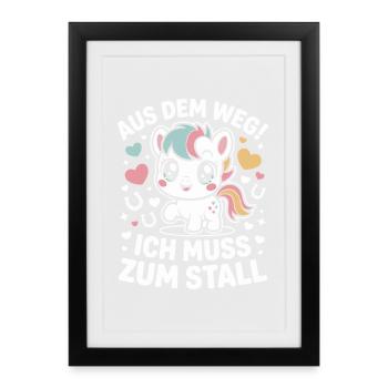 Riding out of the way to the stable horse girl horses - Framed poster (27 × 37 cm) - black - Front