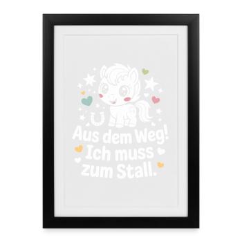 Riding out of the way to the stable horse girl horses - Framed poster (27 × 37 cm) - black - Front