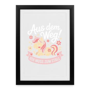 Riding out of the way to the stable horse girl horses - Framed poster (27 × 37 cm) - black - Front