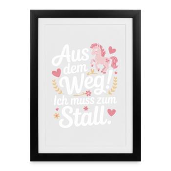 Riding out of the way to the stable horse girl horses - Framed poster (27 × 37 cm) - black - Front