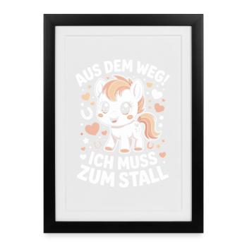 Riding out of the way to the stable horse girl horses - Framed poster (27 × 37 cm) - black - Front