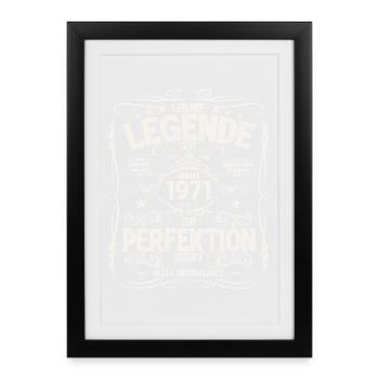 Légende du 55e anniversaire Janvier Né en 1971 - Affiche encadrée (27 × 37 cm) - noir - Devant