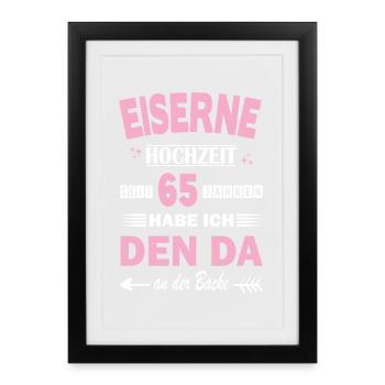 65 ans de mariage Anniversaire de mariage Fer à repasser - Affiche encadrée (27 × 37 cm) - noir - Devant